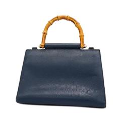 Gucci Bamboo Handbag 159076 Leather Navy Women's