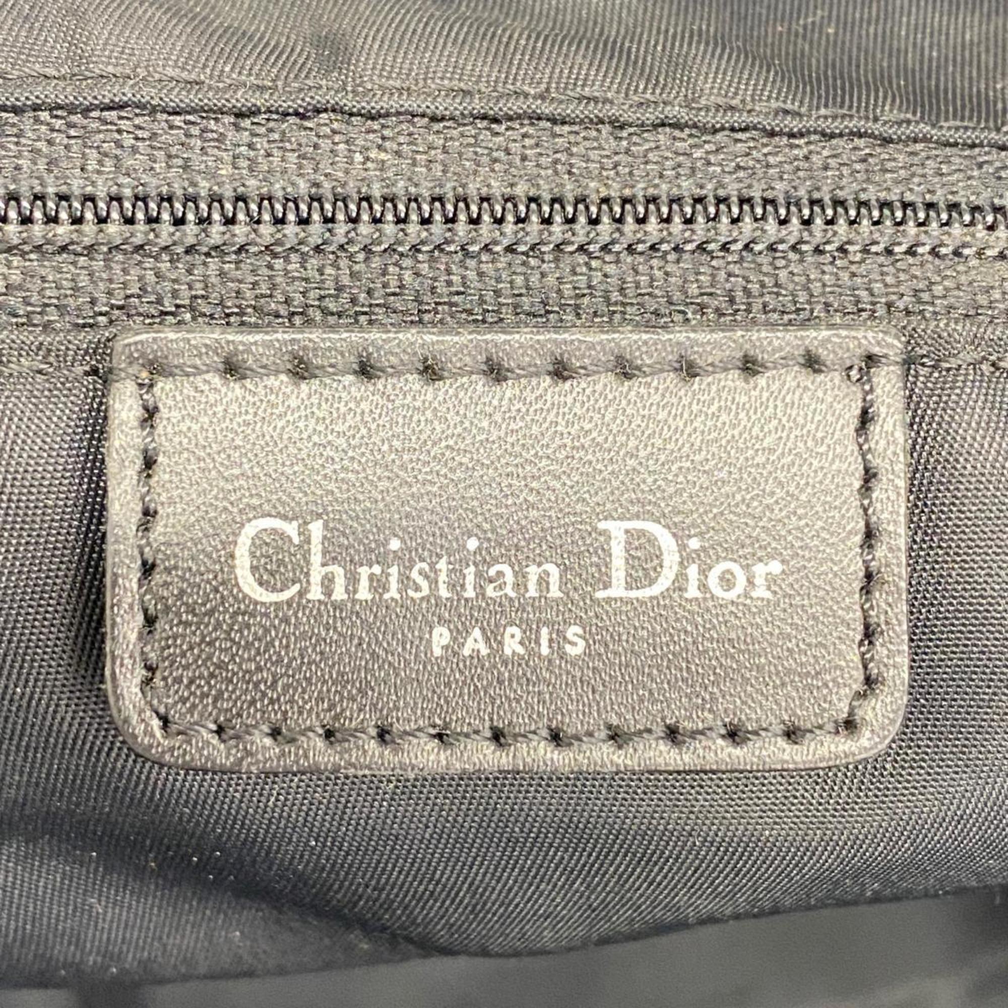 Christian Dior Shoulder Bag Trotter Canvas Black Women's