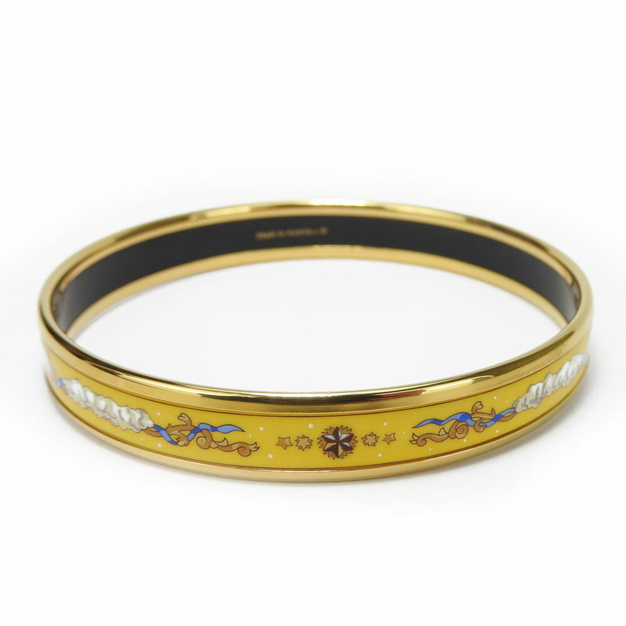 Hermes Bangle, Enamel PM, Metal, Cloisonne, Yellow, D Engraved, Accessory, Women's, HERMES