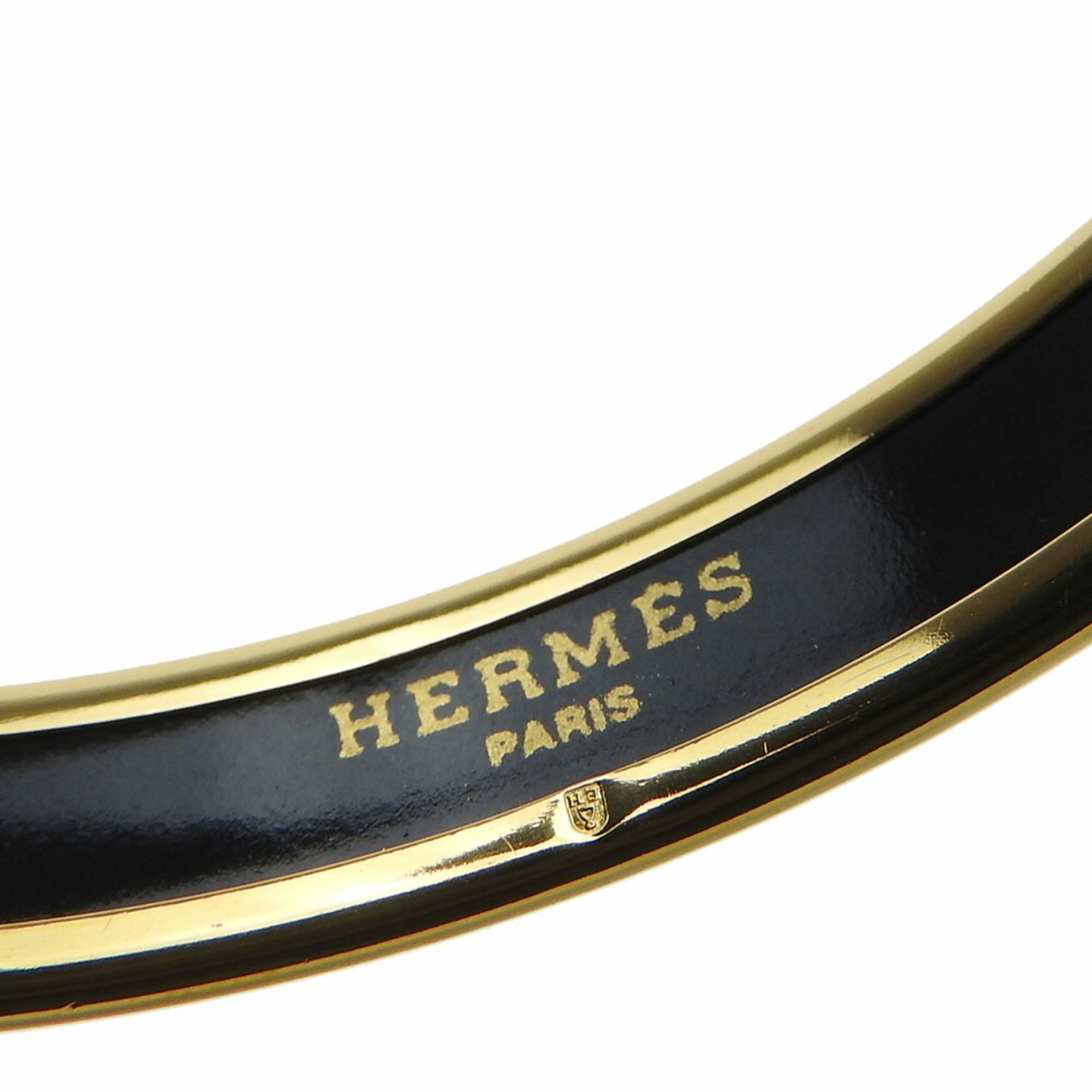 Hermes Bangle, Enamel PM, Metal, Cloisonne, Yellow, D Engraved, Accessory, Women's, HERMES