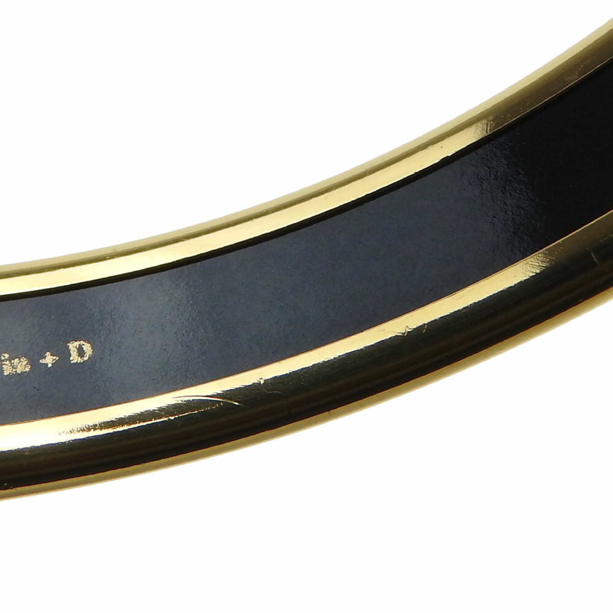 Hermes Bangle, Enamel PM, Metal, Cloisonne, Yellow, D Engraved, Accessory, Women's, HERMES