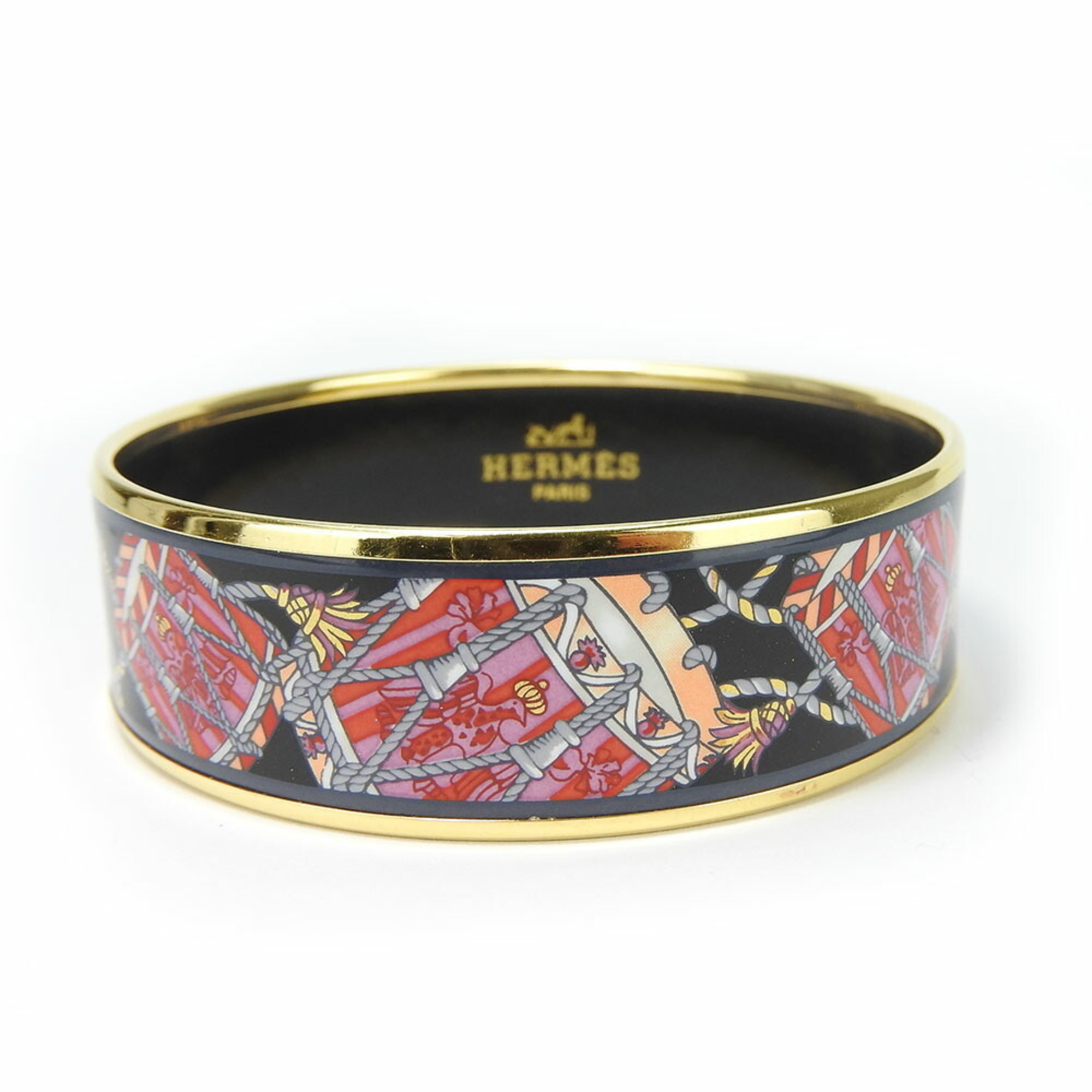 Hermes bracelet enamel GM metal cloisonné multicolor black pink drum accessory women's HERMES