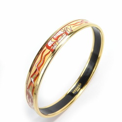 Hermes bracelet, enamel PM, metal, cloisonné, multi-color, gold, red, sailing ship, B stamp, women's, HERMES