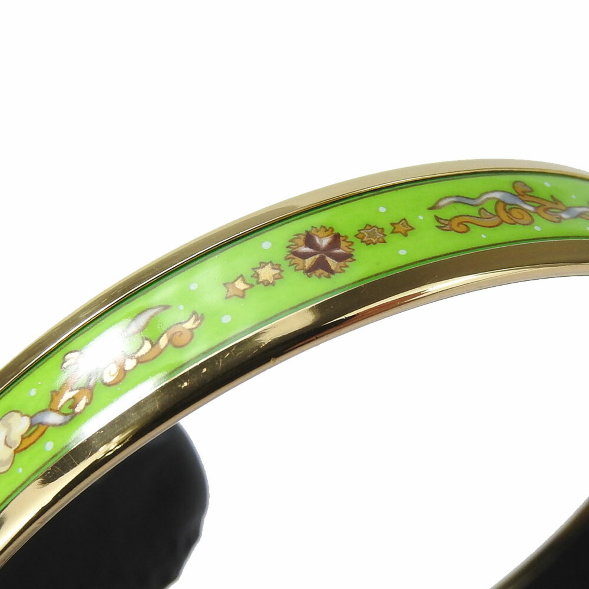 Hermes Bangle, Enamel PM, Metal, Cloisonne, Green, B Stamp, Accessory, Women's, HERMES