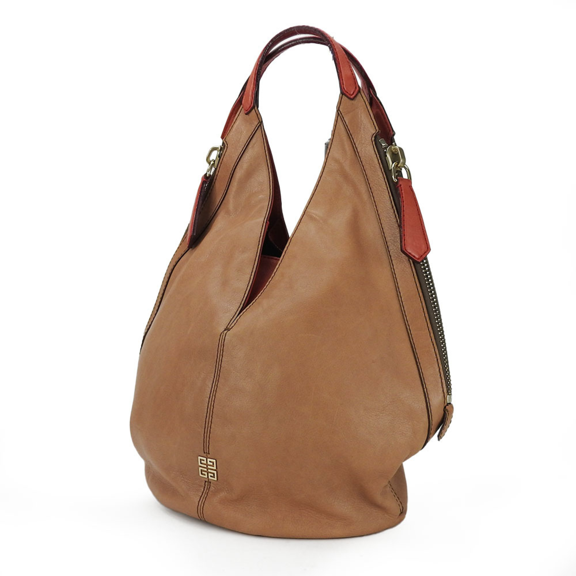 Givenchy Shoulder Bag Leather Brown Red Women's