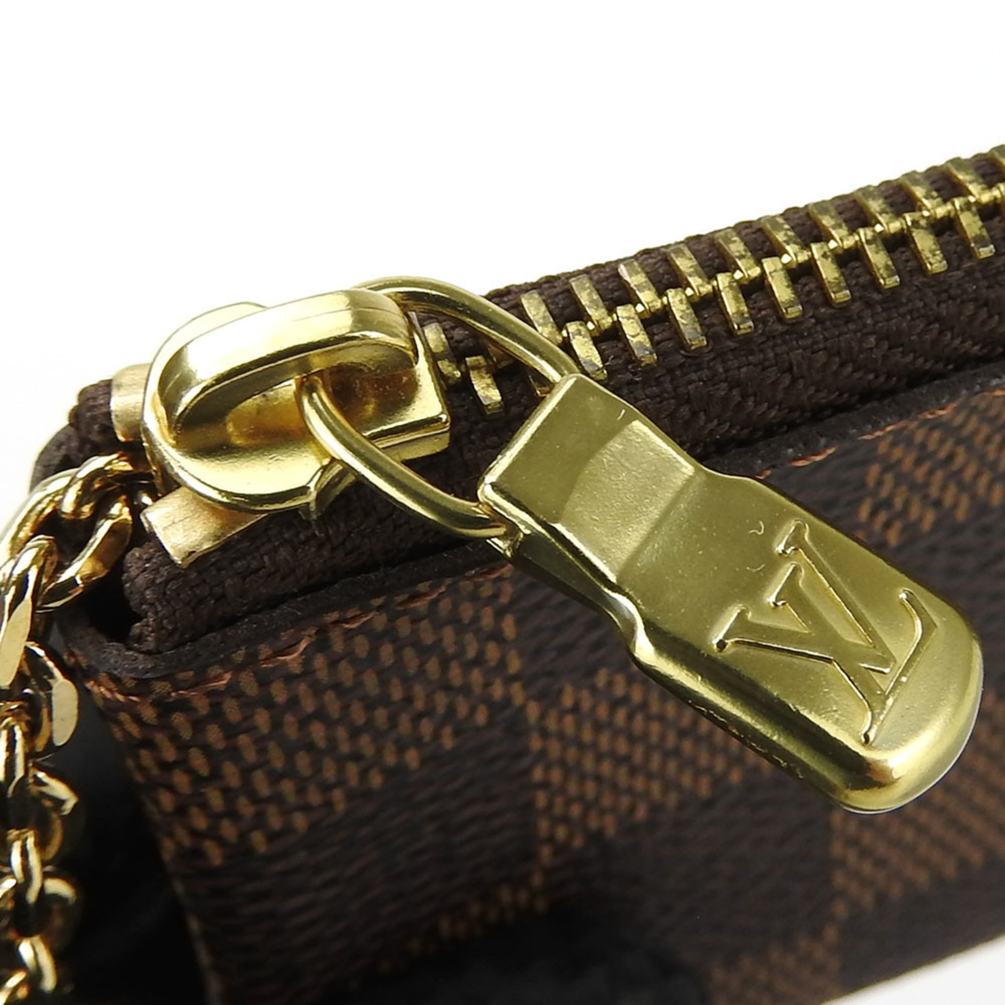 Louis Vuitton Wallet/Coin Case Pochette Cle N62658 Damier Canvas Ebene Brown Key Ring Accessories Women's Men's LOUIS VUITTON