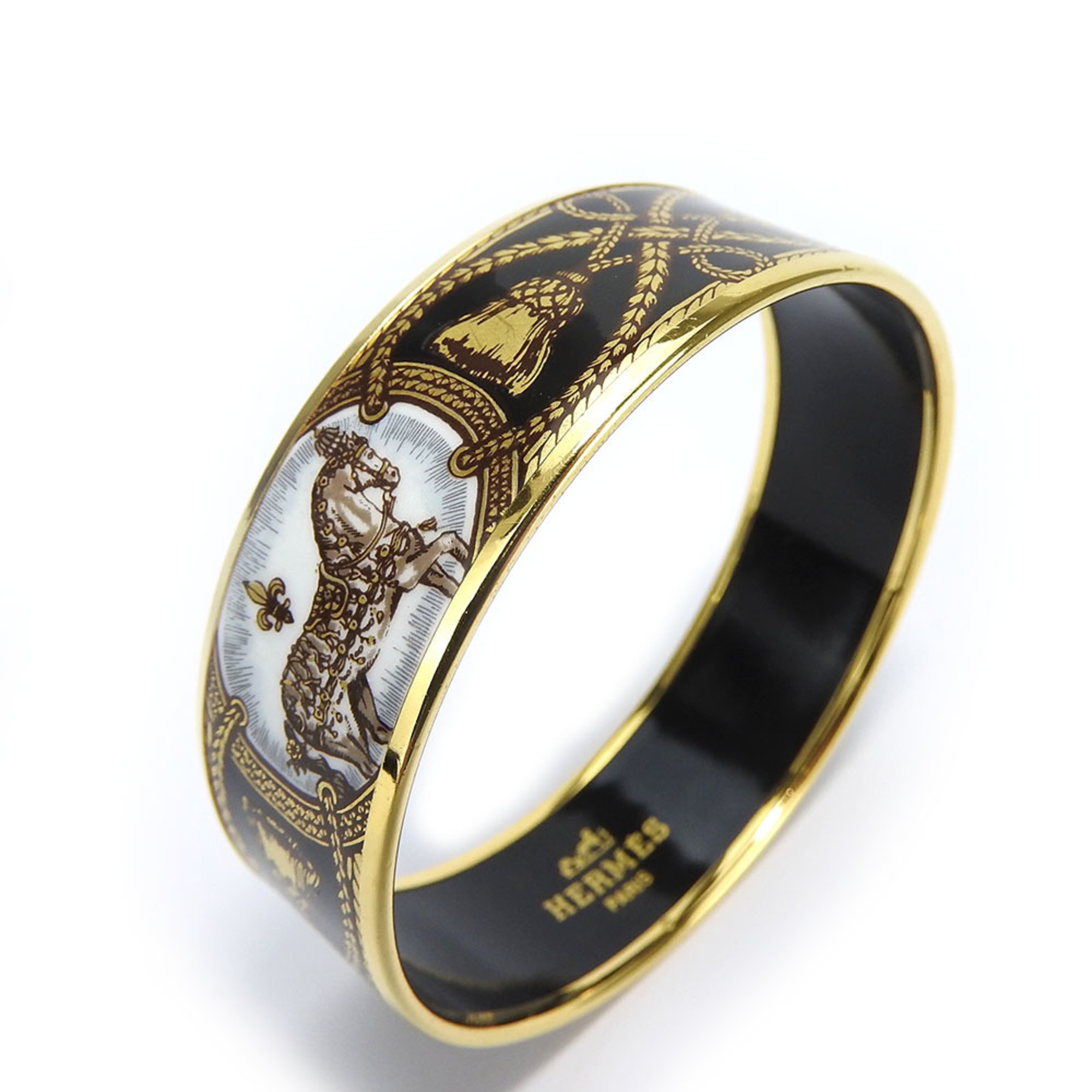 Hermes bracelet enamel GM metal cloisonné multicolor gold black horse women's HERMES