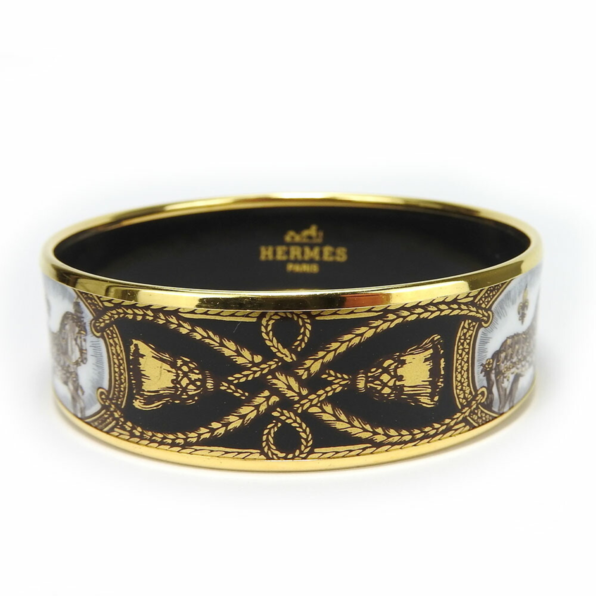Hermes bracelet enamel GM metal cloisonné multicolor gold black horse women's HERMES