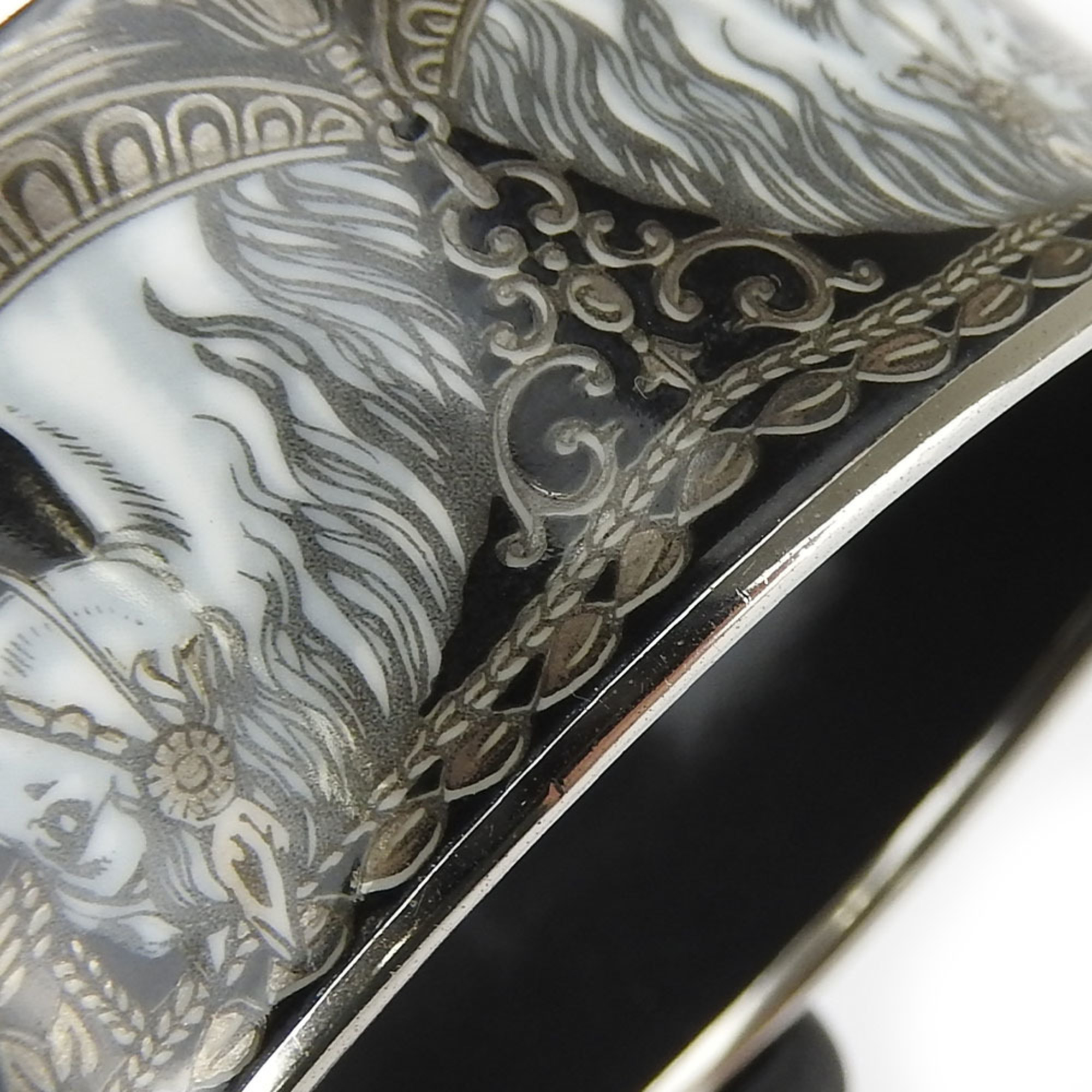 Hermes bracelet enamel metal cloisonné black horse women's HERMES