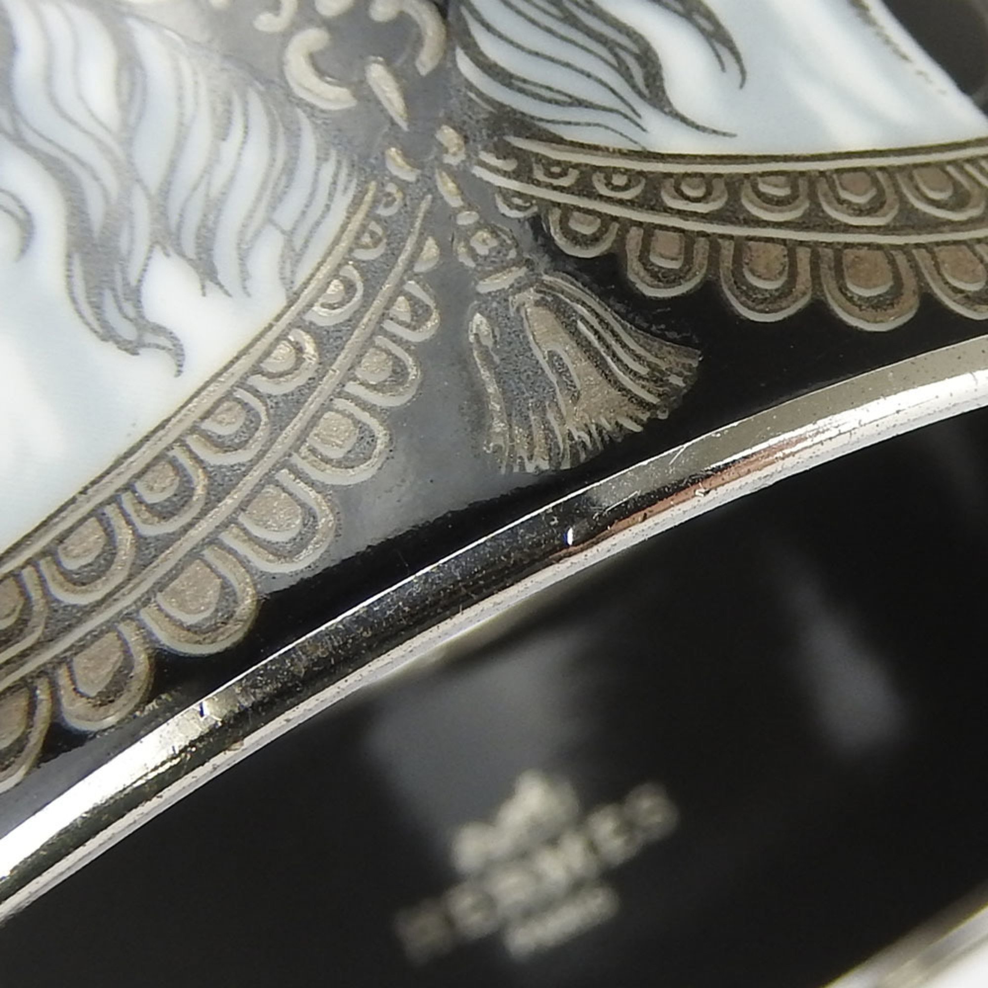Hermes bracelet enamel metal cloisonné black horse women's HERMES
