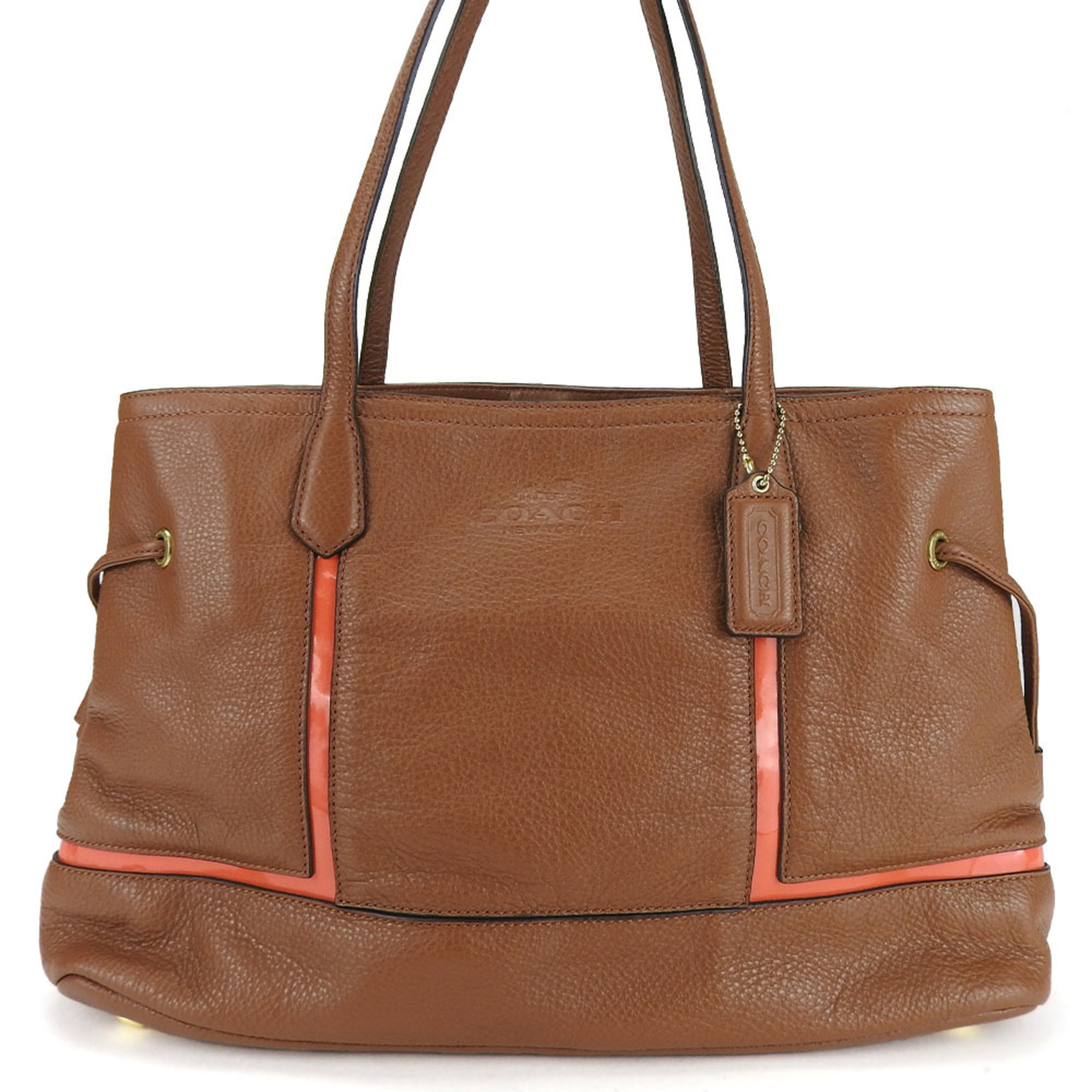Coach Tote Bag F29891 Leather Patent Brown Red Shoulder Women's COACH