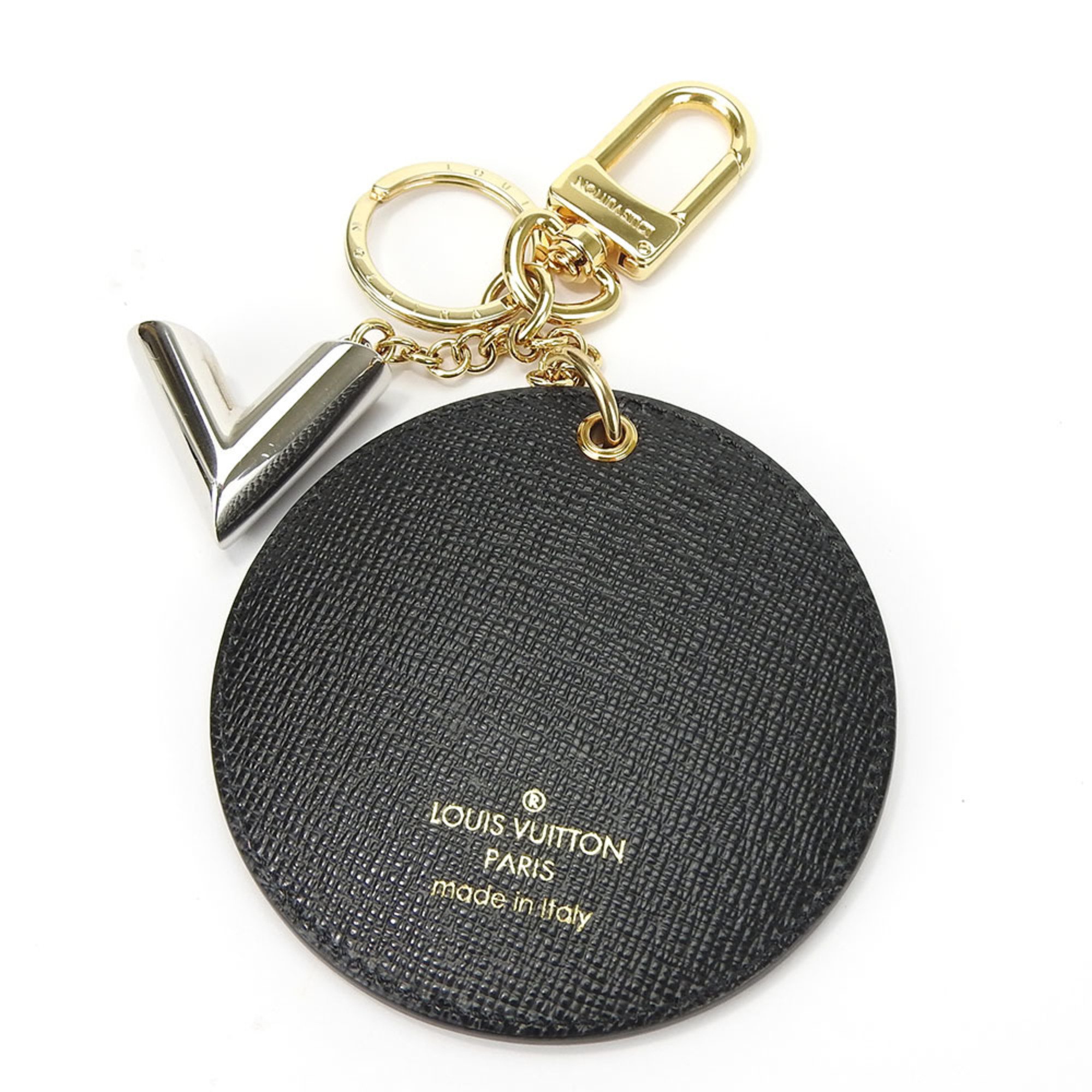 Louis Vuitton Keyring Portocle Night Light MP1842 Monogram Reverse Leather Brown Black Studs Charm Accessory Women's LOUIS VUITTON
