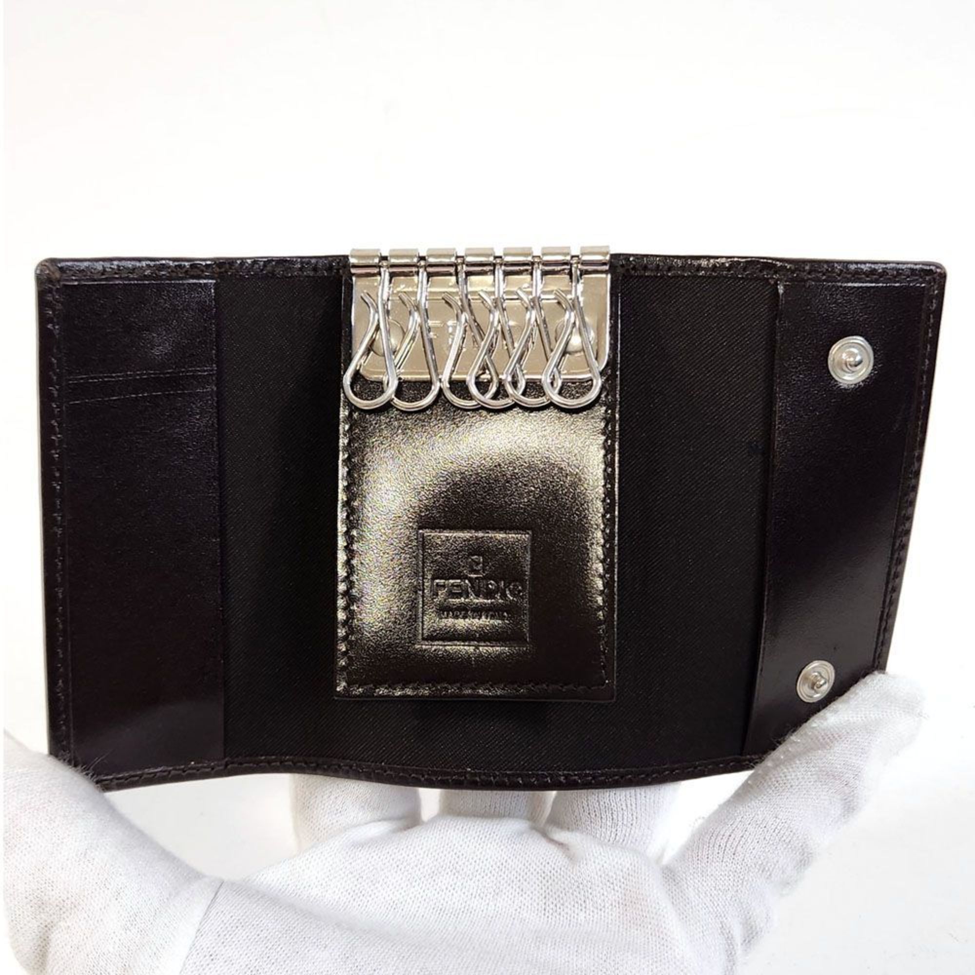 FENDI ZUCCA 6-ring key case, ZUCCA, key, holder, canvas, leather, women's, men's