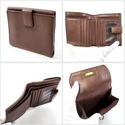 Salvatore Ferragamo Gancini Bi-fold Wallet Brown Leather Compact Folding