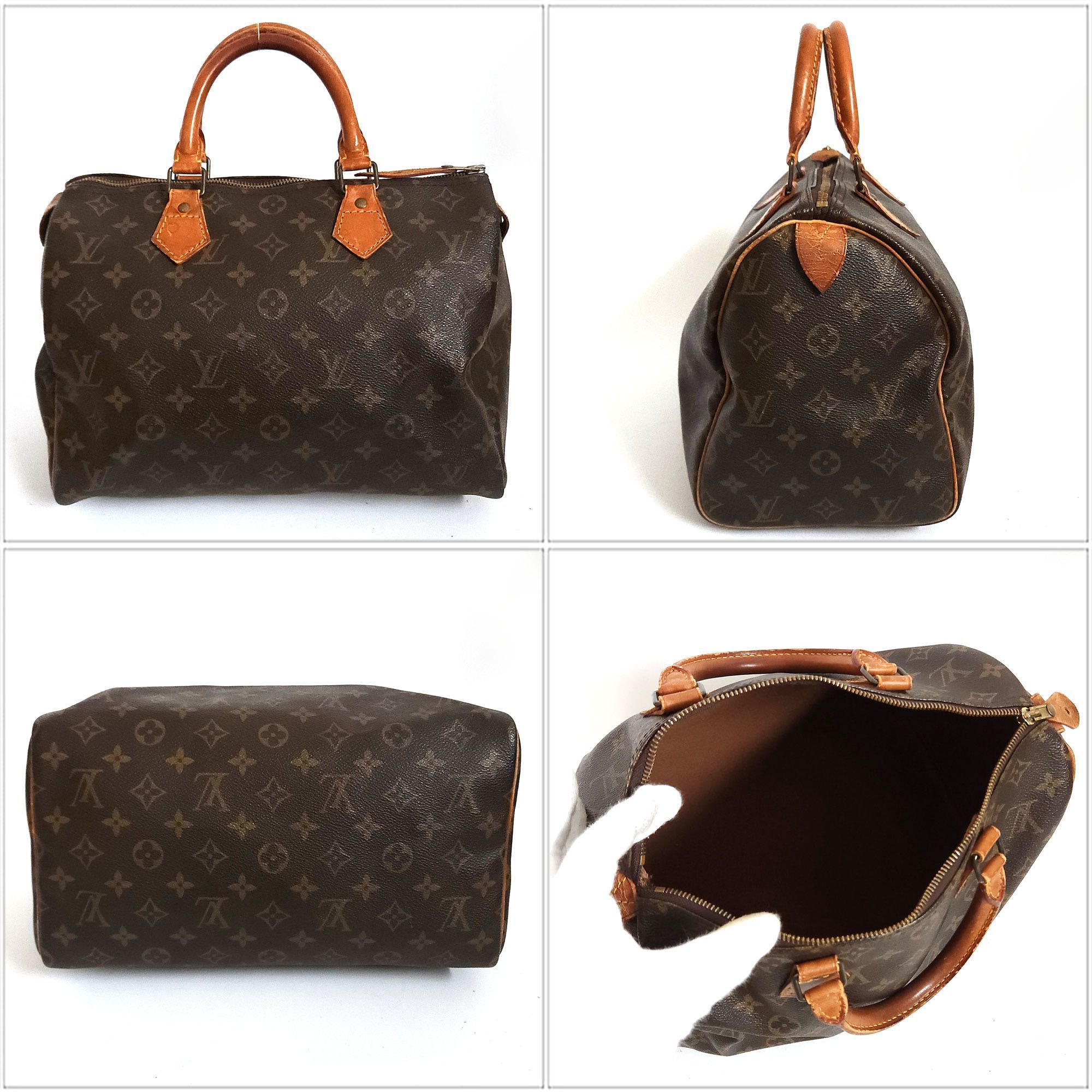 Louis Vuitton LOUISVUITTON Boston Bag Monogram Speedy 30 Handbag M41526 Women's Brown Tanned Leather Back VUITTON