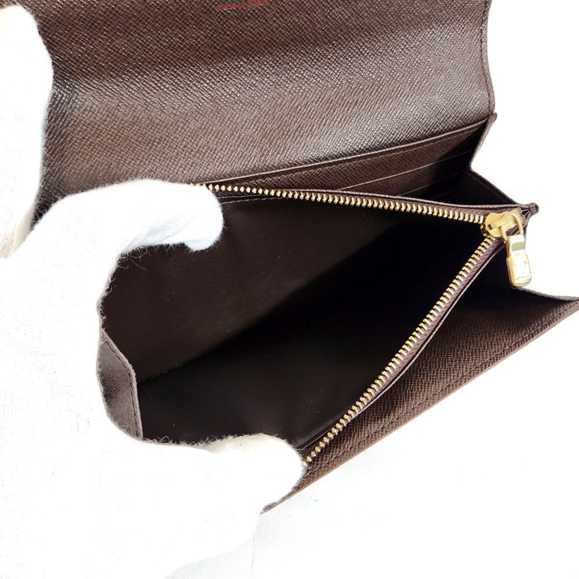 Louis Vuitton LOUISVUITTON Bi-fold long wallet Damier Ebene Portefeuille Sarah N61734 Wallet Long Brown