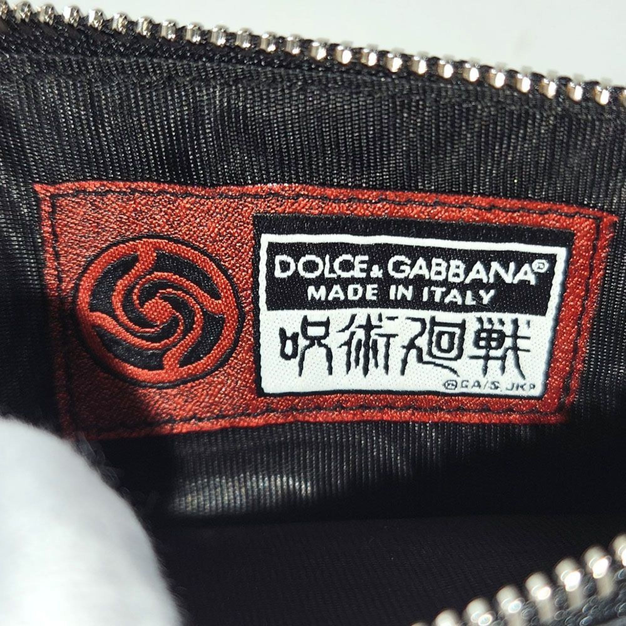 Dolce & Gabbana DOLCE&GABBANA Jujutsu Kaisen Collaboration Fragment Case Wallet/Coin Business Card Case/Card Coin Purse Black Leather