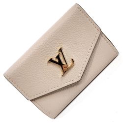 Louis Vuitton LOUIS VUITTON Portefeuille Lock M69340 Compact Wallet Tri-fold Greige Leather