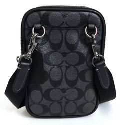 COACH Shoulder Bag Signature Aiden Zip Crossbody Phone Pouch Smartphone Gray Black Coated Canvas