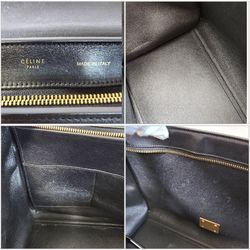 CELINE Trapeze 2way handbag shoulder bag white brown black leather suede