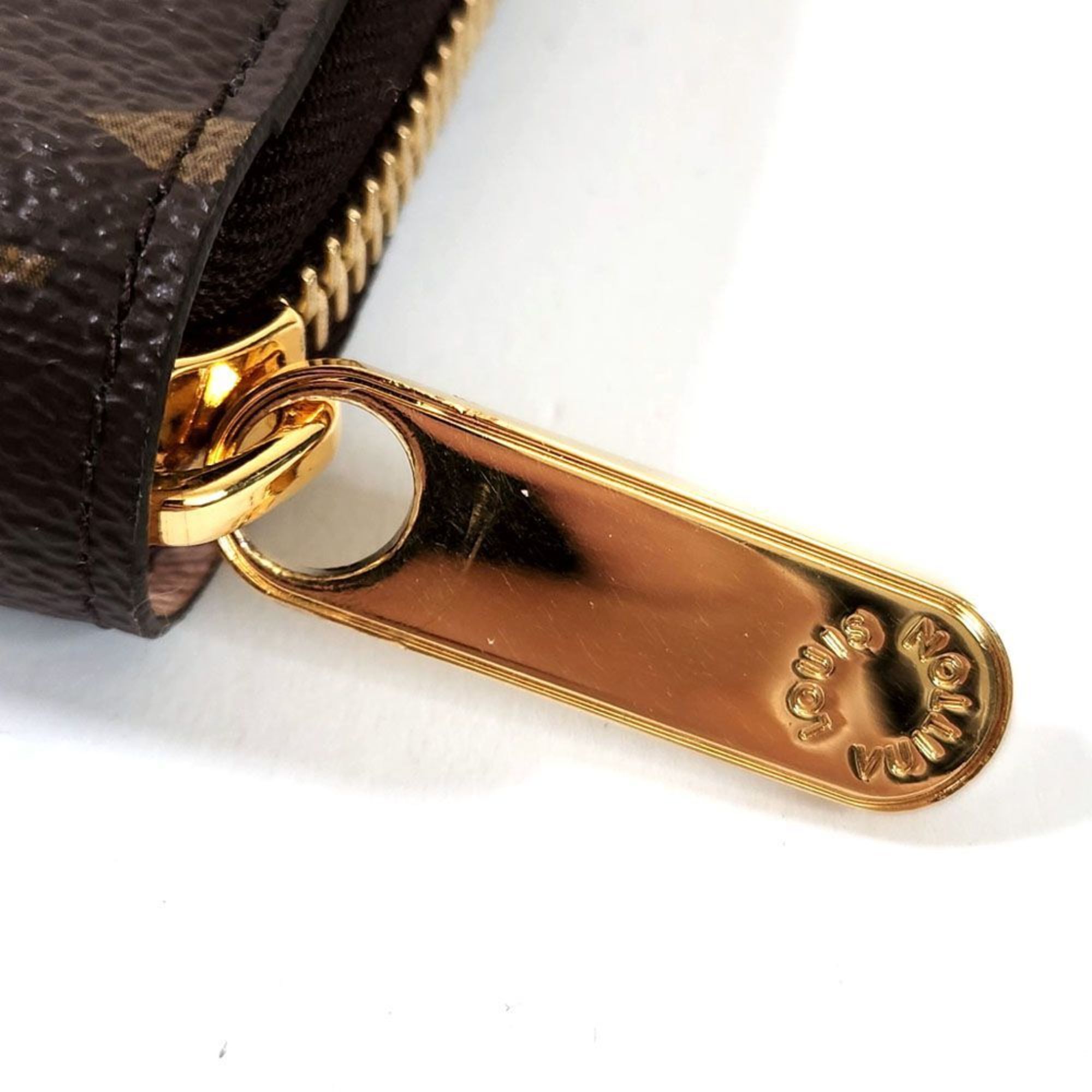 Louis Vuitton Monogram Zippy Wallet Long M41894 Women's Brown Pink