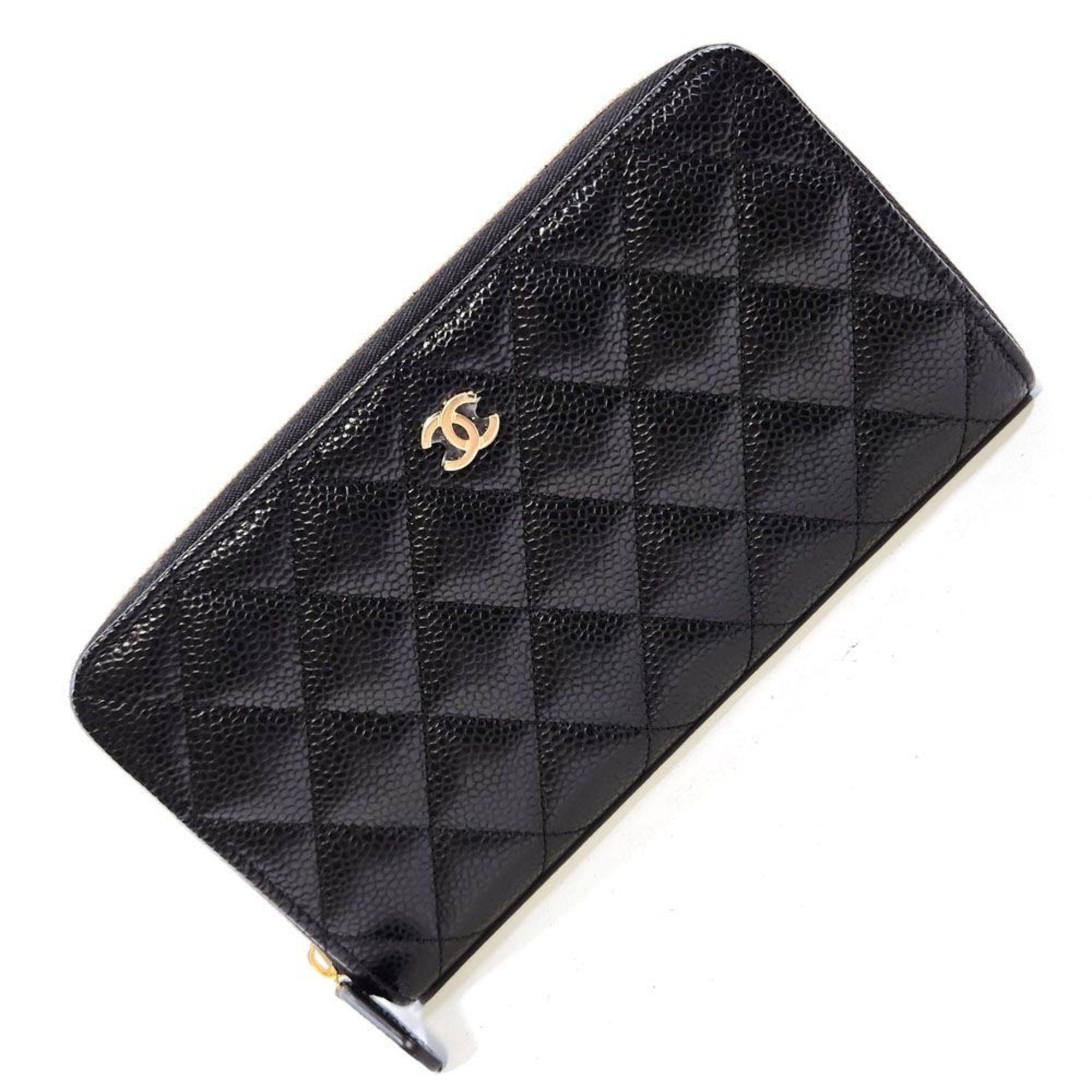 Chanel CHANEL Classic Long Zip Wallet Black Caviar GD Hardware AP0242 Random New Serial Seal