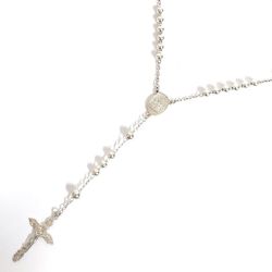 Dolce & Gabbana Rosary Necklace SV 925 Sterling Silver Cross Pendant for Men