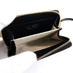 JIMMY CHOO Star Studs Wallet/Coin Case NELLIE Coin Purse Women's Black Leather