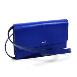 BALLY Shoulder Wallet Long Bag Leather Blue