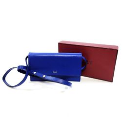 BALLY Shoulder Wallet Long Bag Leather Blue