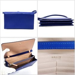 BALLY Shoulder Wallet Long Bag Leather Blue