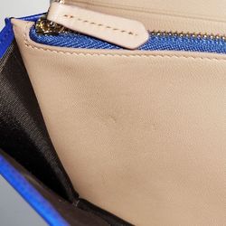 BALLY Shoulder Wallet Long Bag Leather Blue