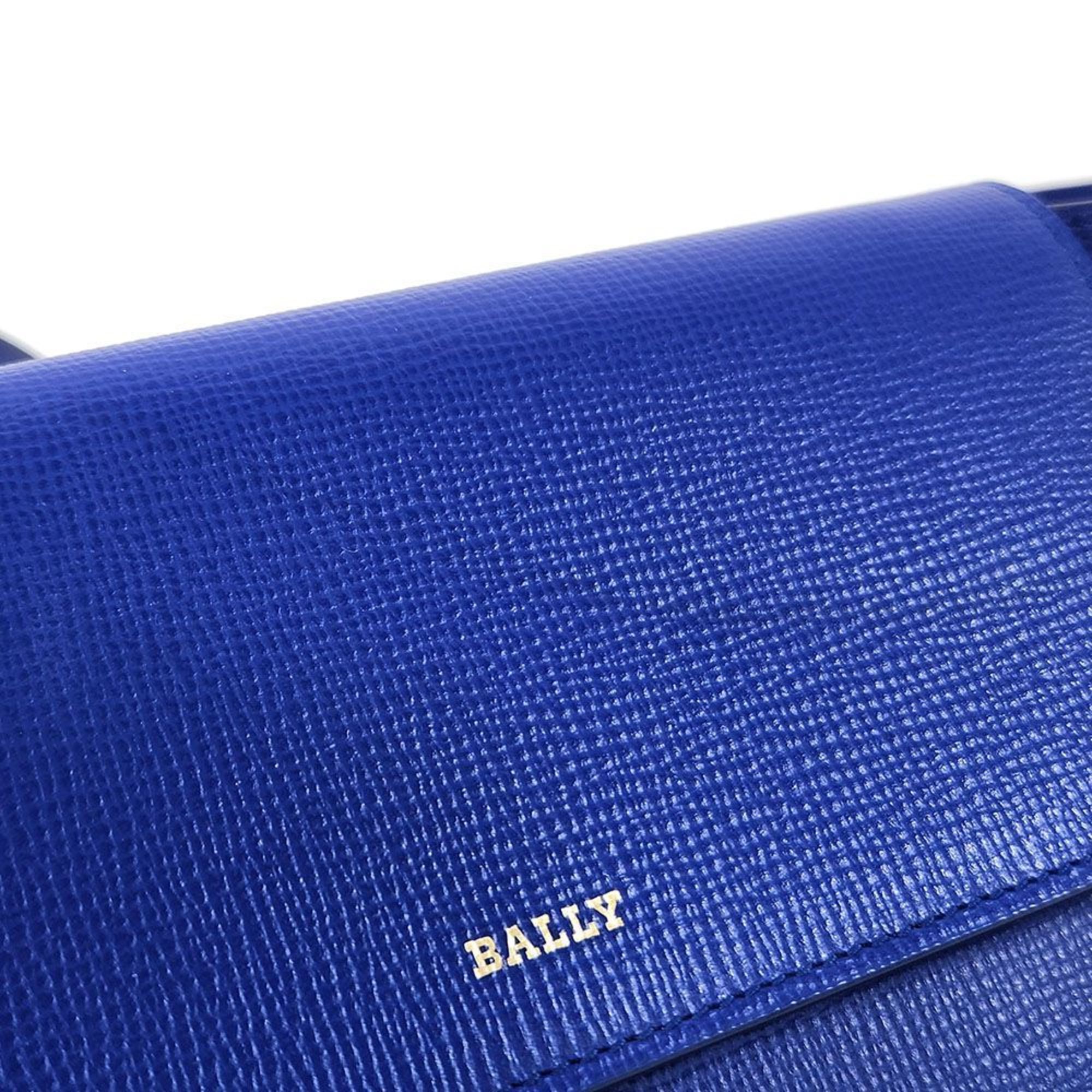 BALLY Shoulder Wallet Long Bag Leather Blue