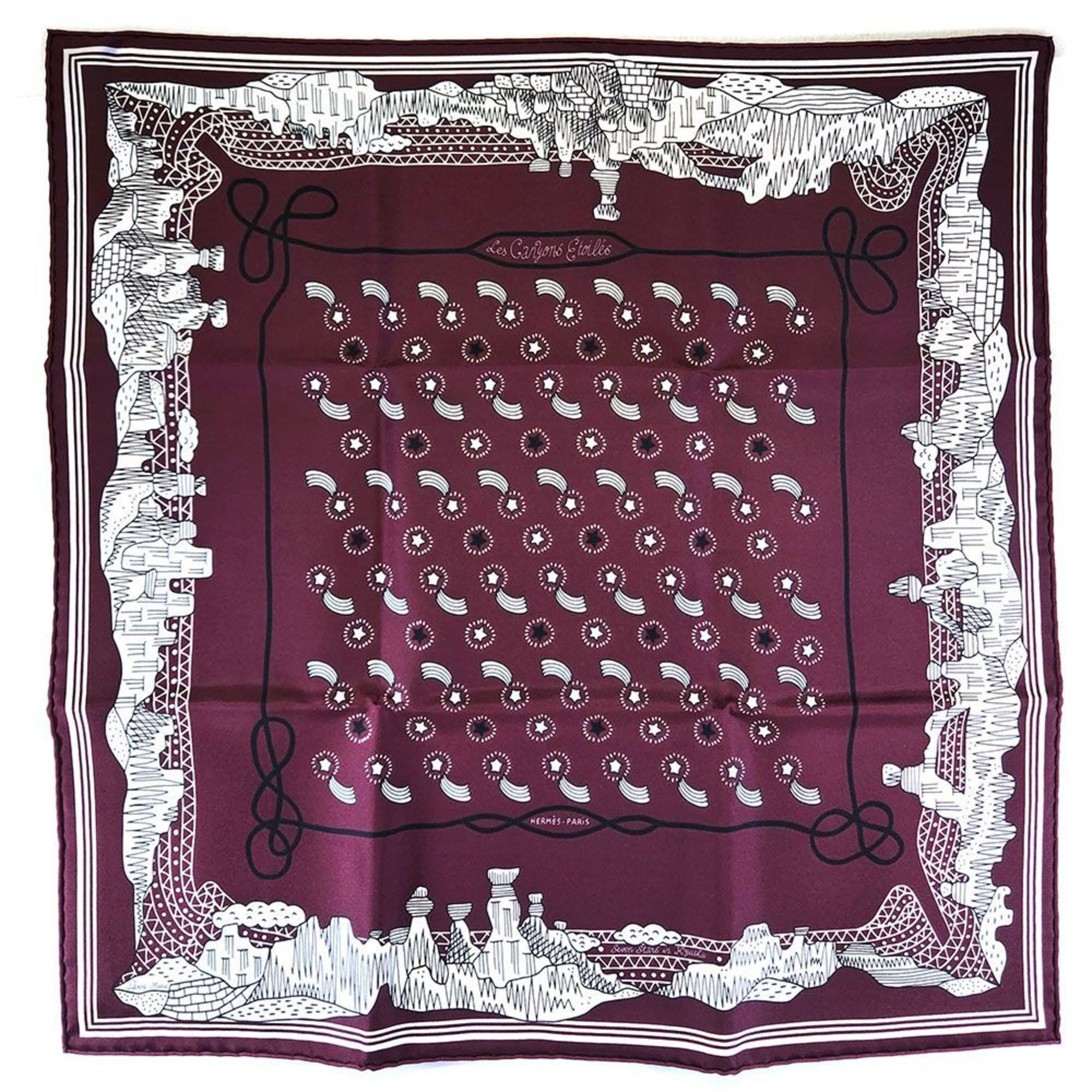 Hermes HERMES Scarf Carré 55 es Canyons Etoiles From the to Stars Cruise Train Limited Silk Women's Fashion