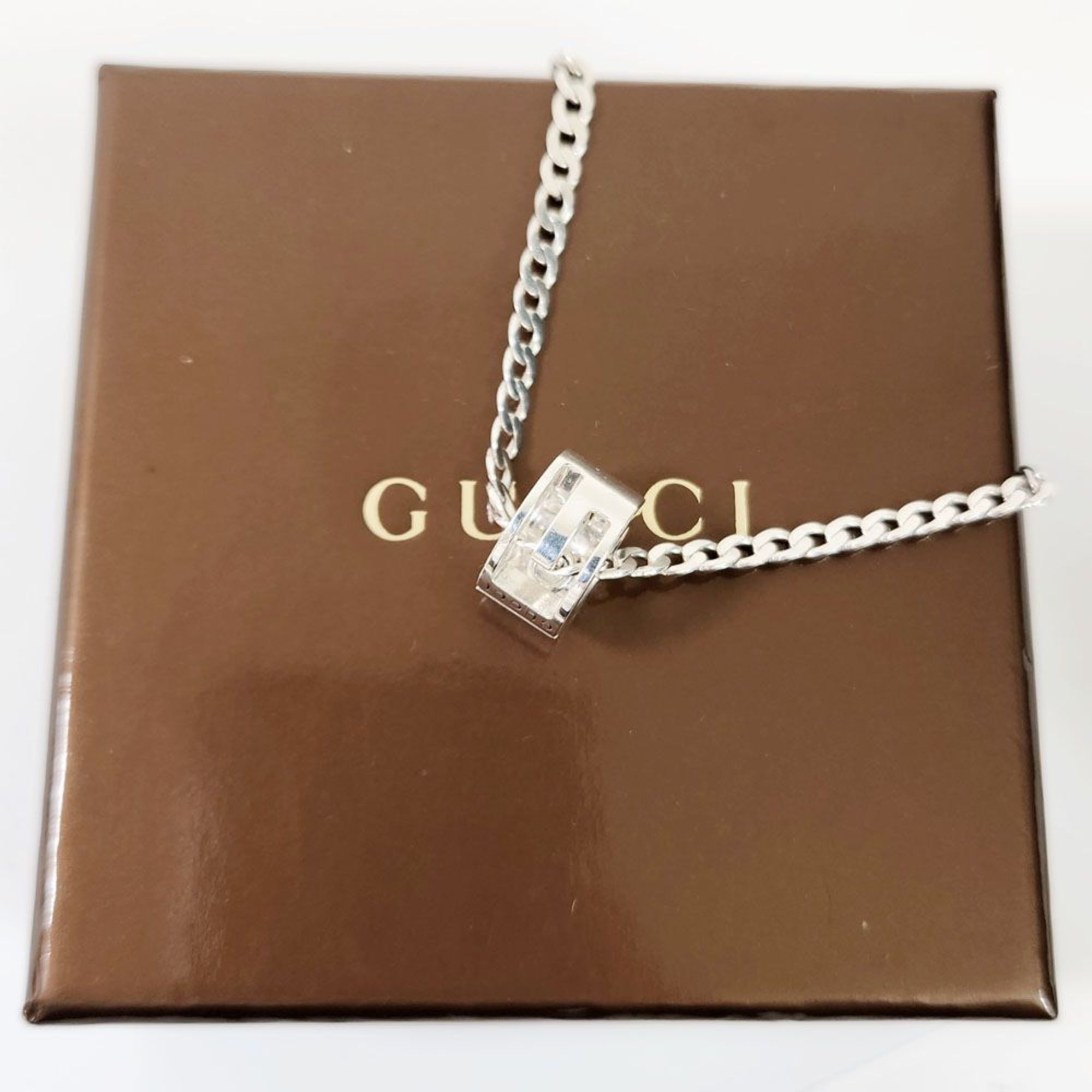 GUCCI Cutout G Ring Necklace Silver 223351 Pendant SV925 Men's Women's 925 Sterling