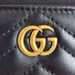 GUCCI GG Marmont Wallet/Coin Case Coin Purse 671773 Black Leather Key