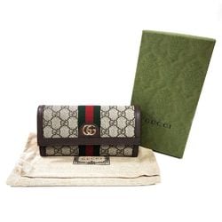 Gucci GG Supreme Ophidia Continental Wallet Bi-fold Long 523153 Men's Women's Beige Brown