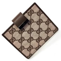Gucci GG canvas bi-fold wallet compact for women beige brown leather