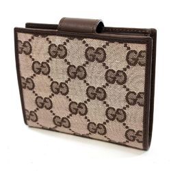 Gucci GG canvas bi-fold wallet compact for women beige brown leather