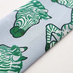 Hermes HERMES Scarf Twilly Green Multicolor Silk Ribbon Bag Charm Zebra