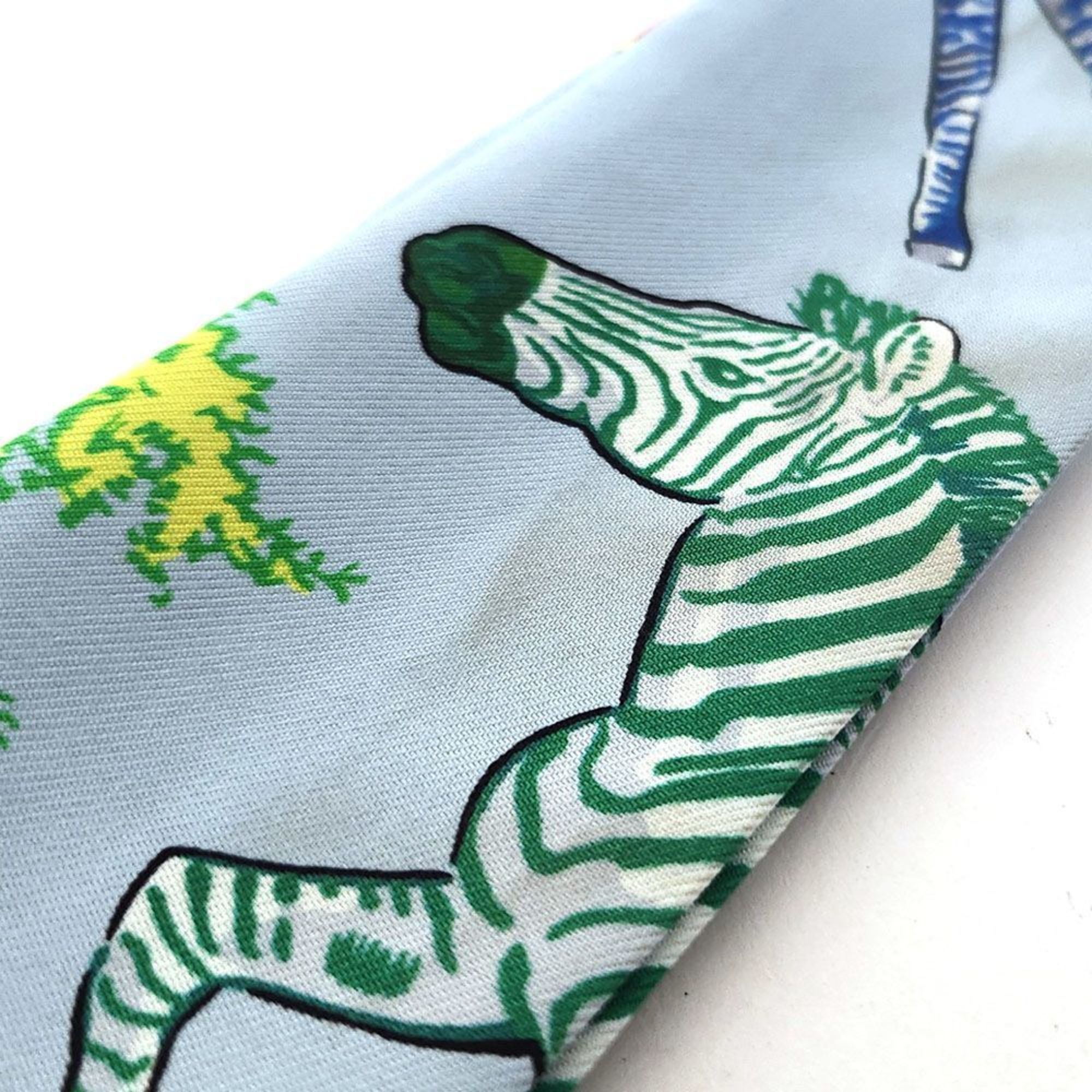 Hermes HERMES Scarf Twilly Green Multicolor Silk Ribbon Bag Charm Zebra