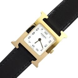 Hermes HERMES H Watch White Dial SS Leather B Stamp HH1.201e Quartz Ladies Wristwatch Arabic Numeral Index