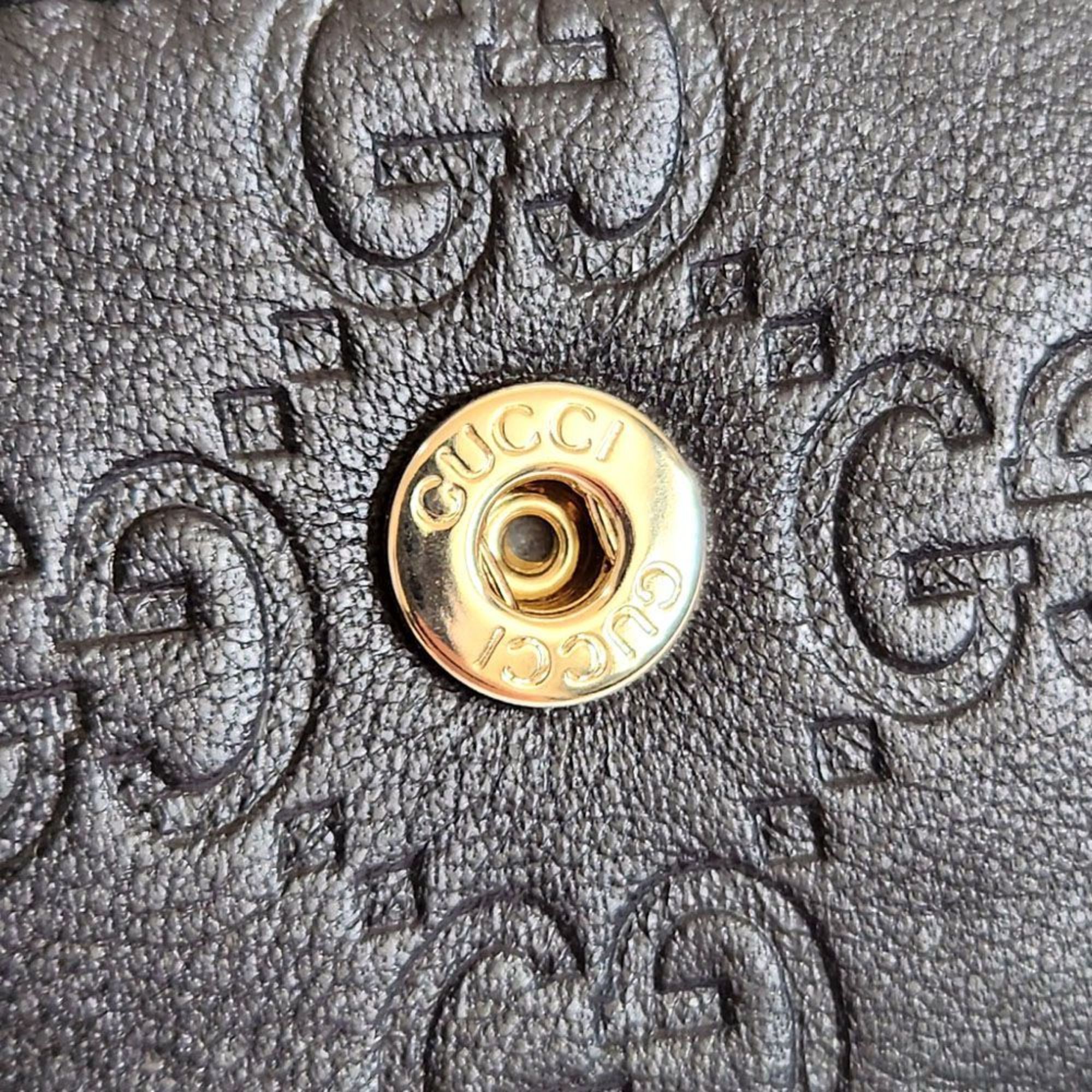 GUCCI Guccissima 6-ring key case 138093 Black leather holder lock men women