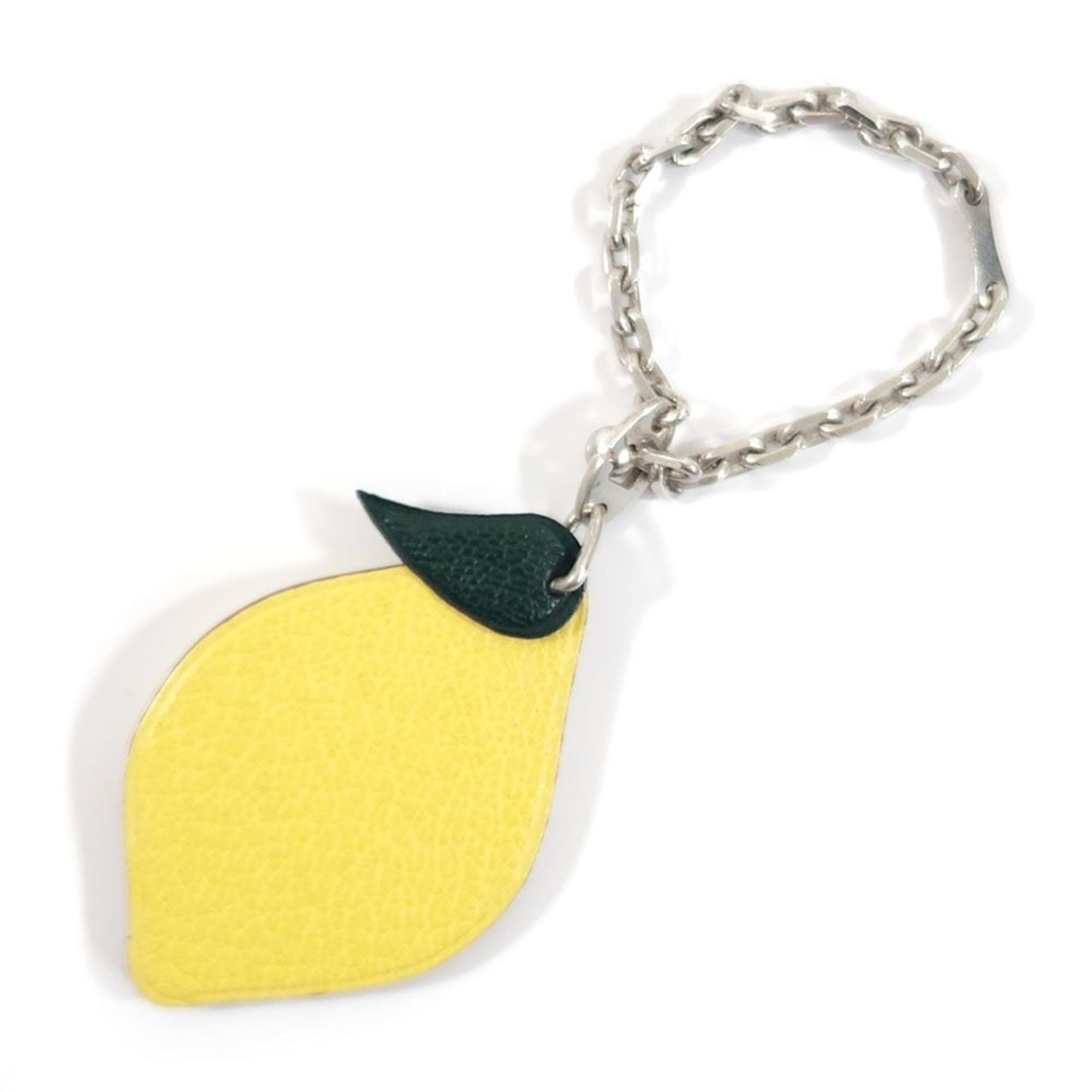 Hermes HERMES Bag Charm Fruit Keychain Lemon Yellow Green Leather Metal
