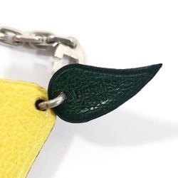 Hermes HERMES Bag Charm Fruit Keychain Lemon Yellow Green Leather Metal