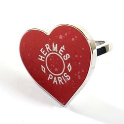 Hermes Scarf Ring Coolak Red Silver Clasp 2020 Valentine's Day Collection Heart Shape