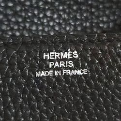 Hermes HERMES Wallet/Coin Case Le Vingt Quatre Black Leather □N Engraved Women's Coin Purse