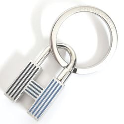 Hermes HERMES Cadena Quiz Keyring Silver Blue Padlock Keychain
