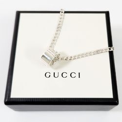 Gucci Cutout G Ring Silver Necklace 223351 Pendant SV 925 Sterling Men's Women's