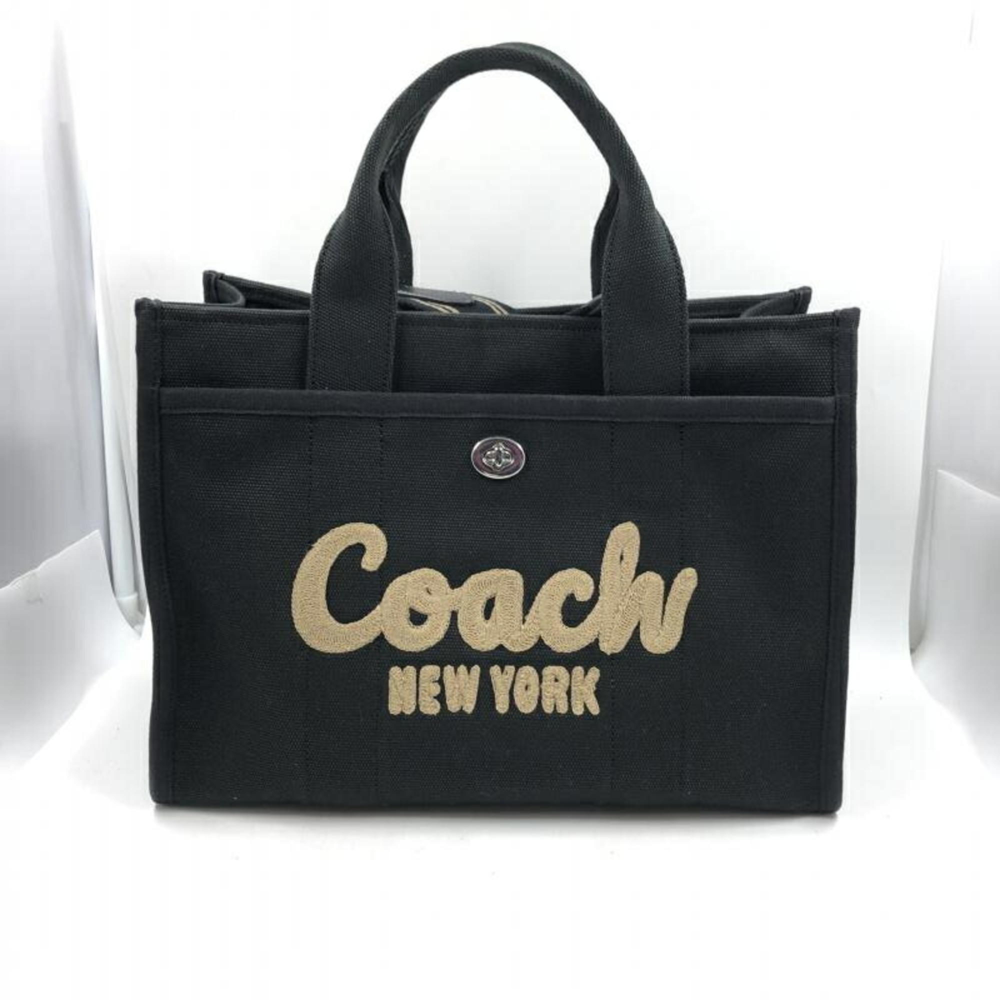 COACH Tote Carryall Canvas Bag Chain Embroidery Black J2357-CP158 Coach